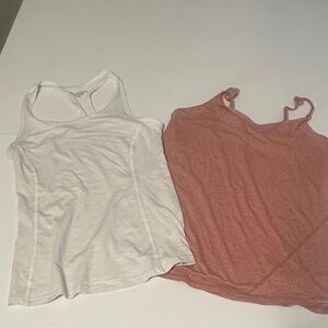 White and Coral Women's Tank Top Set